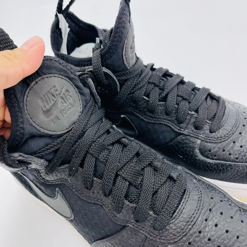 Nike Air Force 1 Leather Black Sneakers High stop 6